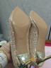 達芙妮高跟鞋女氣質(zhì)水鉆婚鞋新娘鞋秀禾婚紗兩穿淺口單鞋 香檳色 37 曬單實(shí)拍圖