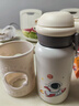 EWIWE雙層杯蓋兒童杯不銹鋼彈蓋水杯子一鍵鎖扣萌趣公仔杯頭帶杯套背帶 雙層蓋/耐摔硅膠套/白色/約 500ml 曬單實(shí)拍圖