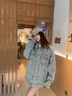 莜仙格2025年新款美式高街oversize工裝水洗做舊破洞牛仔外套女春秋夾克 牛仔外套 L 建議 105-115斤 曬單實(shí)拍圖