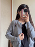 lagogo灰色圓領(lǐng)針織衫女拉谷谷2025年秋季新款貓咪刺繡高級(jí)感開衫 灰色 S 曬單實(shí)拍圖