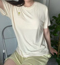 浪莎女士睡衣女夏季莫代爾涼感套裝帶胸墊抗菌除螨簡(jiǎn)約圓領(lǐng)家居服 曬單實(shí)拍圖