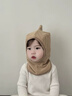 MKOK英國寶寶帽子秋冬季0-3歲嬰幼兒小月齡男女兒童防風(fēng)護耳圍脖帽子 恐龍連體帽-卡其色 帽圍46-52CM(建議7個(gè)月-4歲) 曬單實(shí)拍圖