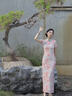 恣禾凌茜【花間令】新中式碎花改良旗袍女夏季復(fù)古收腰絕美連衣裙 粉色 【有袖】高個(gè)子 M 曬單實(shí)拍圖