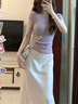 蘇洛琳（SULUOLIN）2025年春天夏季女士套裝茶系穿搭一整套鹽系輕熟純欲風(fēng)連衣裙子 上衣+魚(yú)尾裙 XL 115-125斤 曬單實(shí)拍圖