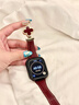 watchbond適用蘋(píng)果Apple iwatch s11手表s10表帶s9/s8女士款四葉花草磁吸扣真皮表帶s7/SE女生42mm牛皮腕帶 小蠻腰真皮-四葉草磁吸扣-酒紅-淺金紅花 38/40/41 曬單實(shí)拍圖