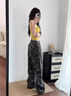 佐敘美式高街工裝闊腿迷彩牛仔褲女垂感夏季復(fù)古高腰寬松慵懶直筒褲子 迷彩色 常規(guī) M (95-105斤） 曬單實(shí)拍圖
