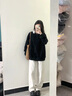 安踏衛(wèi)衣女秋季2025新款外套寬松圓領(lǐng)上衣運動裝長袖學(xué)生跑步健身服 基礎(chǔ)黑 L 曬單實拍圖