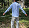 羅蒙（ROMON）翻領(lǐng)長(zhǎng)袖襯衫男商務(wù)職業(yè)正裝中青年純色工裝休閑藍(lán)色襯衣男士上衣 藍(lán)色【單件裝】 41 曬單實(shí)拍圖