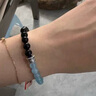 峨眉山海藍寶手串黑曜石手串情侶手鏈補水馬年本命年新年禮物 曬單實(shí)拍圖