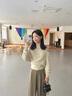 GOREMAN露肩半高領(lǐng)漂亮針織衫女2025新款早秋裝收腰顯瘦假兩件打底衫上衣 杏色 均碼 （80-130斤） 曬單實(shí)拍圖