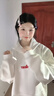 LDBE美式刺繡連帽衛(wèi)衣女春秋新款加絨寬松小眾設(shè)計(jì)感oversize外套上衣 白灰色【春秋薄款】 M 【80-100斤】 曬單實(shí)拍圖