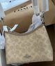 蔻馳（COACH）【品牌直供】LAUREL女士小號HOBO流浪包 沙黃色拼灰褐色 七夕禮物 曬單實拍圖