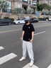 保威特犀牛（POVOTE）休閑褲男士春秋季新款休閑寬松純色抽繩衛(wèi)褲 SW00灰色 2XL 曬單實(shí)拍圖