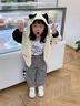木木屋品牌童裝兒童套裝女寶寶衣服春秋2025新款女童衛(wèi)衣開衫小女孩褲子 米白色 90 適合80-90年齡1-2歲左右 曬單實拍圖