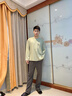 安之伴情侶睡衣男女款柔軟親膚可外穿舒適圓領(lǐng)套頭寬松版家居服套裝 竹青色 男 XL 曬單實(shí)拍圖