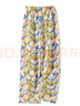 她池松緊腰休閑褲2025夏裝新款女裝度假風(fēng)印花寬松款闊腿褲 曬單實(shí)拍圖
