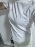 羅蒙（ROMON）不規則魚(yú)骨短袖T恤女純棉夏季新款時(shí)尚潮流顯瘦短款正肩上衣 210-281白色 L 曬單實(shí)拍圖