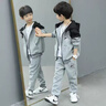 G.DUCKKIDS童裝男童秋裝套裝兒童衣服男大童外套褲子兩件套男孩春秋季運動裝 斜杠款灰色【春秋款】 140 尺碼9~10歲【130-140cm】cm 曬單實拍圖