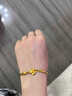 中國珠寶四葉草黃金手鐲女款古法素圈足金半鐲手鏈鐲子生日禮物送女友老婆 足金四葉草手鐲+品牌禮盒 金重約4.6g 曬單實(shí)拍圖