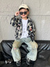 G.DUCKKIDS兒童裝男童春裝襯衫外套春秋款2025新款中大童春季男孩格子襯衣潮 黑色 160 cm 曬單實(shí)拍圖