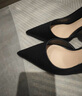 CHARLES&KEITH亮鉆鏈條腕帶尖頭高跟涼鞋女七夕禮物送女友CK1-60280436 BLACK TEXTURED黑色紋理 38 曬單實(shí)拍圖
