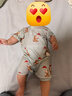 white wheat新生兒2024夏季新款連體衣男女?huà)胪ㄍü婪殞氁路?藍色 80cm 曬單實(shí)拍圖