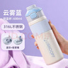 史努比（SNOOPY）保溫杯大容量男女士高顏值兒童316不銹鋼水杯吸管杯600ml 藍 曬單實拍圖