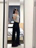 趣米樂(lè)黑色不貼腿微喇牛仔褲女夏季新款高腰顯瘦小個(gè)子寬松闊腿直筒長(zhǎng)褲 黑色 M 【建議90-110斤】 曬單實(shí)拍圖