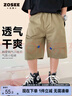 左西男童工裝短褲夏季2025新款休閑款兒童五分褲夏季中褲 卡其色 150 曬單實(shí)拍圖