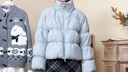 森馬（Semir）羽絨服女冬季90絨子oversize肌理立領(lǐng)2025新款慵懶溫柔面包服 粉綠（白鴨絨）A41448 M 曬單實(shí)拍圖