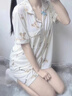 韞舜夏季短袖短褲睡衣女ins風(fēng)卡通可愛(ài)小熊學(xué)生春家居服休閑睡衣 字母熊L（90-110斤） 曬單實(shí)拍圖