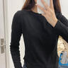 設(shè)計款魚尾打底衫女秋冬磨毛加厚保暖打底衣女式T恤長袖打底上衣 黑色 均碼 （80-140斤 曬單實(shí)拍圖