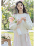 妍莉芬（yanlifen）衛衣女裝小個(gè)子休閑職業(yè)秋季新款女裝套裝2025年秋裝衣服兩件套裝 白色針織衫+藍色直筒闊腿褲 S 曬單實(shí)拍圖
