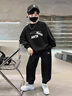 安踏兒童套裝男中大童2025春秋季新款運動(dòng)2件套青少年女孩衛衣衛褲子 黑色+黑色 印花衛衣+基礎衛褲 160 曬單實(shí)拍圖