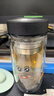 Glasslock雙層玻璃杯大容量便攜水杯男女茶水分離杯子商務辦公居家車載茶杯 茶水分離 皮紋黑400ml 曬單實拍圖