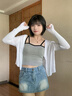 衣品元開(kāi)衫女2025夏秋季外搭披肩防曬罩衫外套配吊帶裙小披肩時(shí)尚上衣 白色（單披肩） L 白色（105-115斤） 曬單實(shí)拍圖