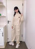 貝孩趣女童衛衣秋裝套裝2025新款兒童大童春秋時(shí)尚洋氣運動(dòng)工裝褲兩件套 杏色 150 碼(建議身高135-145厘米) 曬單實(shí)拍圖