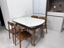 拂柏實(shí)木巖板餐桌椅家用組合伸縮小戶(hù)型現代簡(jiǎn)約方圓兩用貓耳朵飯桌子 伸縮單餐桌【實(shí)木軌道】 120x75x75cm 曬單實(shí)拍圖