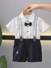G.duck童裝兒童西裝套裝男童夏季一歲寶寶衣服學(xué)院風(fēng)中小童夏裝周歲禮服 直條褲標白色aoeeqes 90 建議80-90cm1歲半-2歲cm 曬單實(shí)拍圖