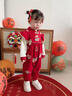 班喜迪嬰兒衣服秋冬裝嬰幼兒新年連體衣國風(fēng)周歲寶寶禮服冬季過(guò)年拜年服 紅色 90cm 曬單實(shí)拍圖