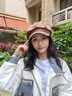 viney貝雷帽子女冬季英倫八角帽百搭顯臉小報童畫家包鴨舌帽新年禮物 咖色 均碼 曬單實拍圖