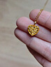 鴛鴦金樓足金999愛心方糖套鏈時尚拉絲甜心項鏈七夕情人節(jié)禮物送女友老婆 金重約2.75g【品牌禮盒】 曬單實拍圖