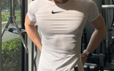 耐克(NIKE)春夏男短袖T恤 速干透氣 緊身衣 運動休閑FB7933-100白L 曬單實拍圖