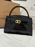 CHARLES&KEITH鱷魚(yú)紋凱莉包手提斜挎婚包包女包生日禮物CK2-50270880-1 Black黑色 S 曬單實(shí)拍圖