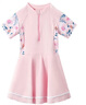 貝瑞加（Babyprints）兒童泳衣女孩連體泳衣中大童速干游泳訓(xùn)練衣泡溫泉泳裝 粉2XL 曬單實拍圖