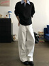 昔奕秋季新款假兩件美式v領(lǐng)拼接長(zhǎng)袖T恤男Polo杉學(xué)院風(fēng)內(nèi)搭打底 屬性圖_黑色 XL 曬單實(shí)拍圖