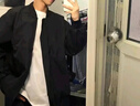 棉致夾克男秋季美式棒球服男休閑外套男士衣服 黑色 XL 曬單實(shí)拍圖