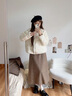 森馬（Semir）羽絨服女冬季輕薄90絨子花苞假兩件2025新款疊穿寬松撞色上衣 白色調（白鴨絨）00311 S 曬單實(shí)拍圖