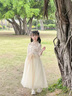 乖奇奇（ALERTCHYCHY）兒童禮服公主裙中國(guó)風(fēng)花童婚禮主持人女童鋼琴演奏演出服古箏服裝 香檳色1247中袖長(zhǎng)款 130 曬單實(shí)拍圖