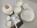 奶油碗盤(pán)套裝家用餐具組合全套家庭裝釉下彩高顏值喬遷碗具一整套 10-12人食50件配砂鍋 曬單實(shí)拍圖